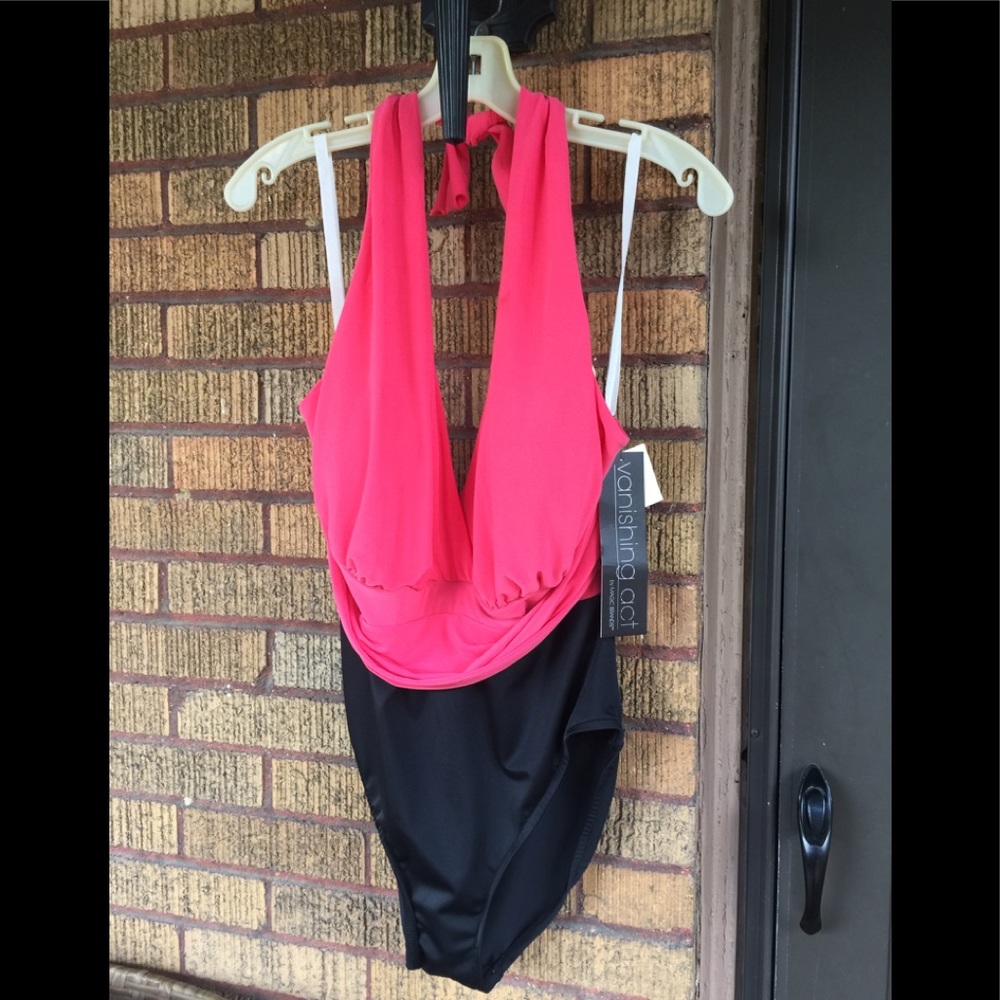 Vanishing Act Pink & Black One Piece Swimsuit.